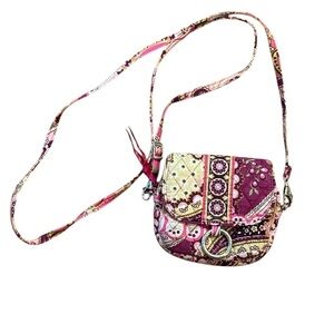 Vera Bradley Pink and Yellow Crossbody Bag with Boho-Chic Design‎